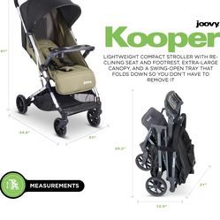 Kooper Lightweight Baby Stroller Featuring Removable, Swing-Open Tray, Big Wheels, olive color