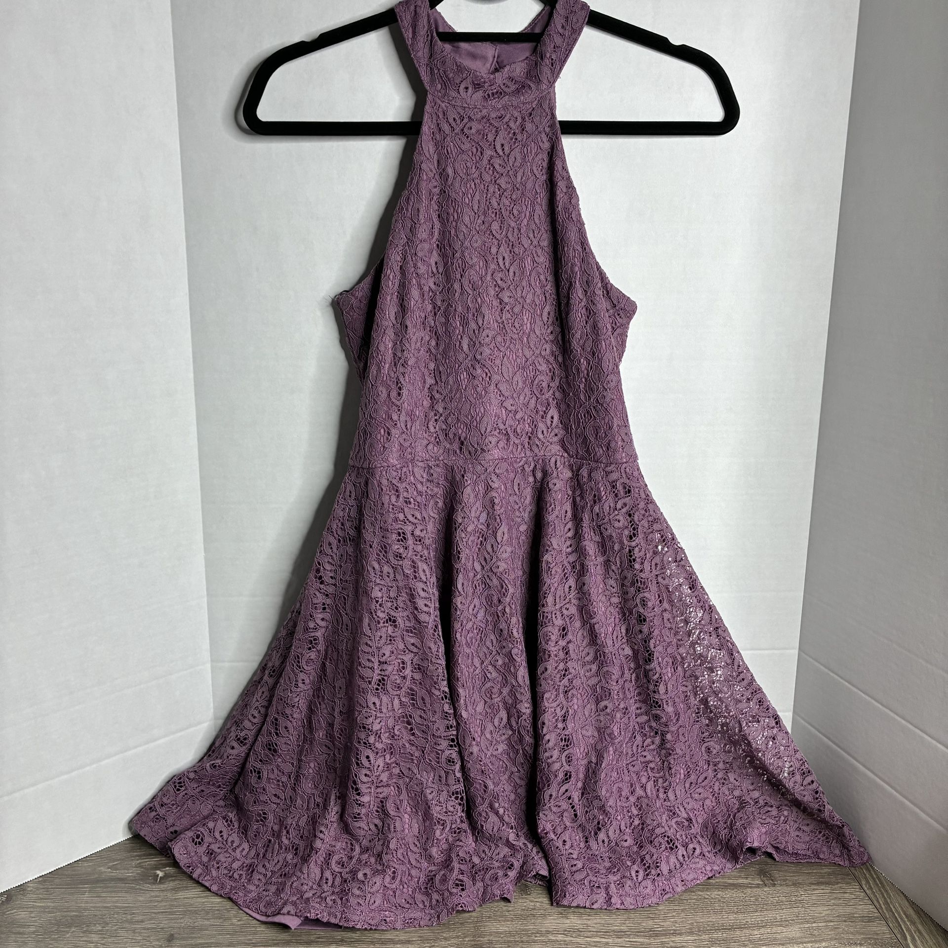 TRAC Purple Lace Overlay Dress Size Small