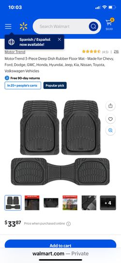 All Weather MOTOREND floor Mats Full Set Front Long Rear Runner And Trunk Mat $15/TAPETES HULE GRUESO DOS DE FRENTE LARGO DE ATRAS TAPETE CAJUELA $15
