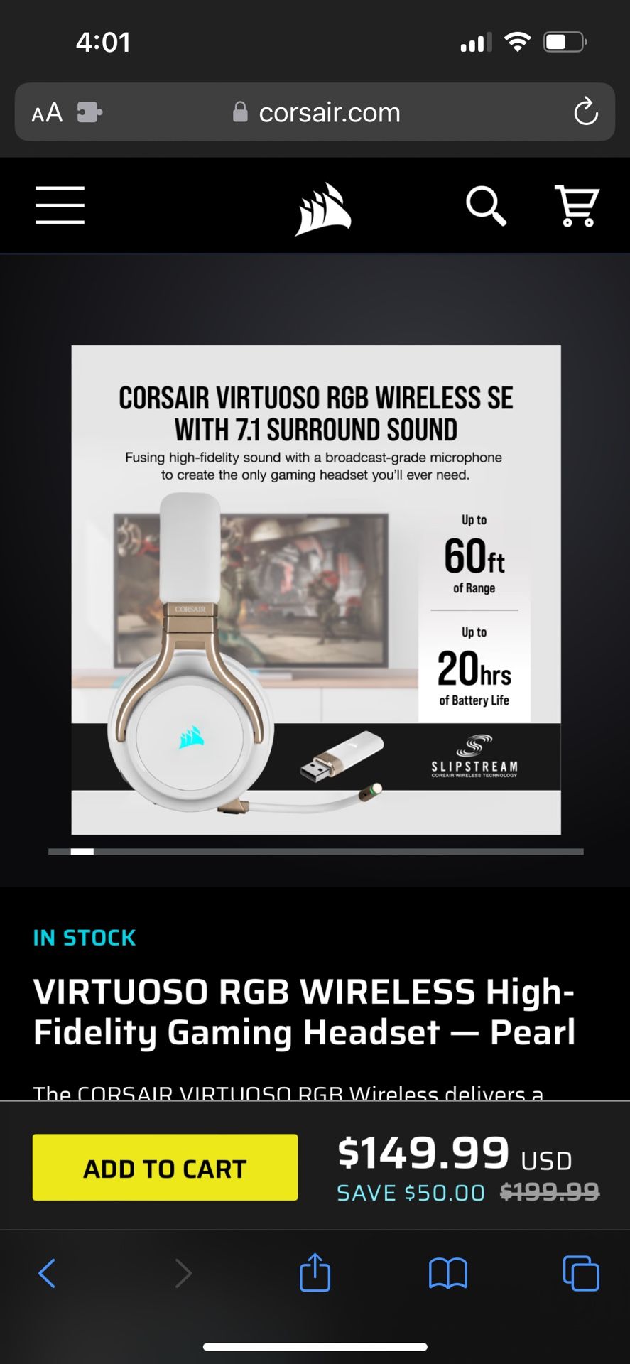 Corsair Wireless Headset Brand New