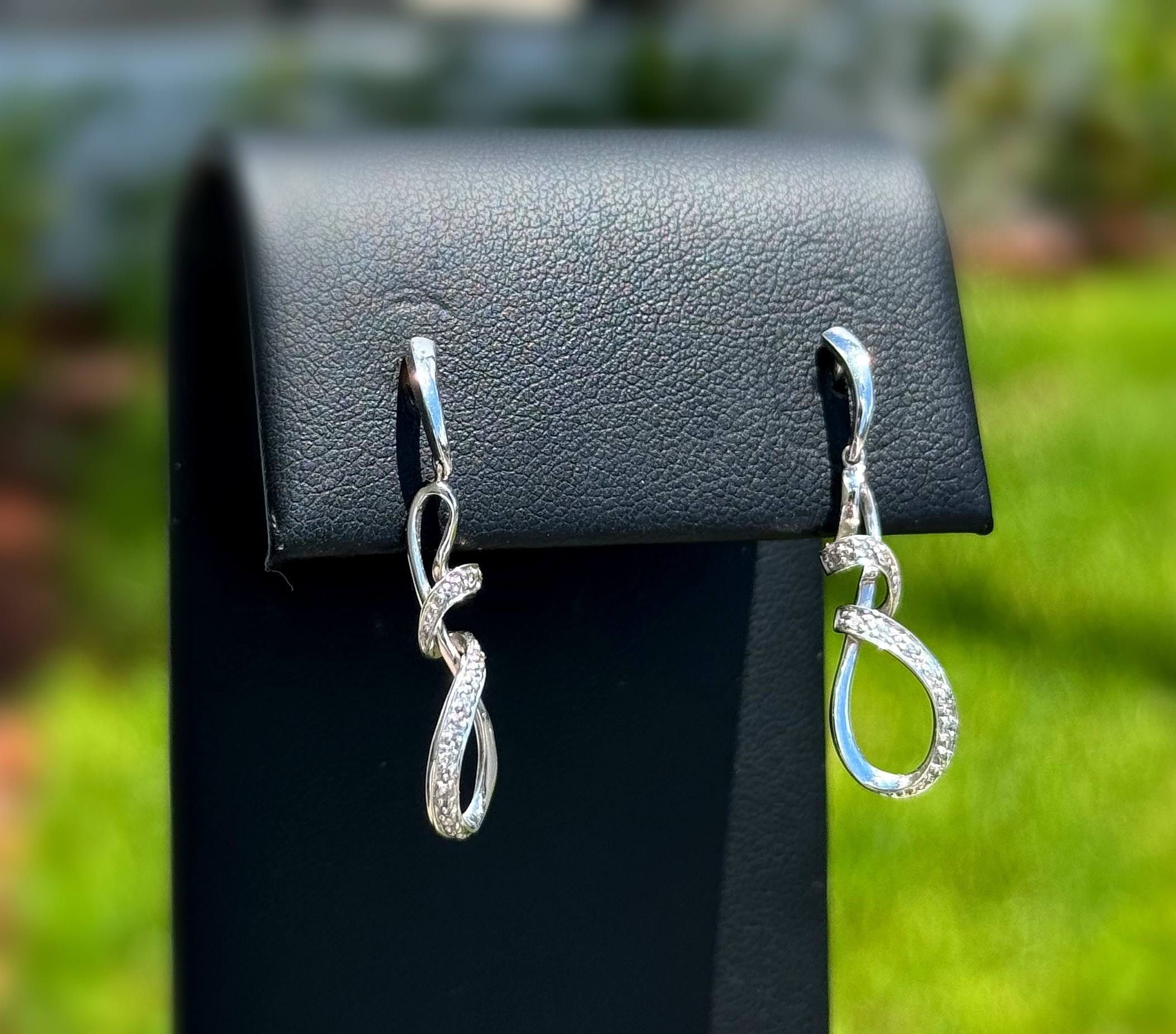 Jewelry 10k solid white gold stud white natural diamonds 0.40CTW infinity earrings 2.00g