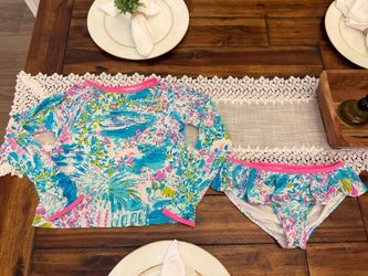 Lilly Pulitzer Girls Size 14 Rash guard Swimsuit Set