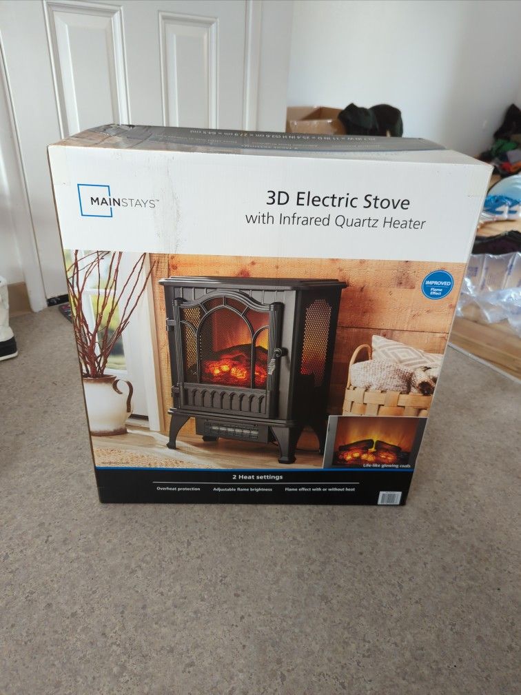 Mainstays 3D Electric Fireplace Stove With Infrared Quartz Ceramic Heater