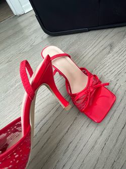 Red kitten heels