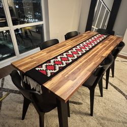 🏡 Moving Sale! Solid Wood Dining Table + 6 Chairs — Excellent Condition!