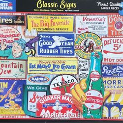 White Mountain Classic Signs 500PC Puzzle