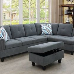 Brand New Sectional Couch With Storage Ottoman