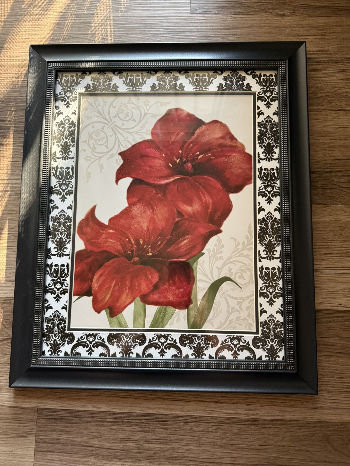 Red Flowers Art Frame, Cuadro de Flores Rojas