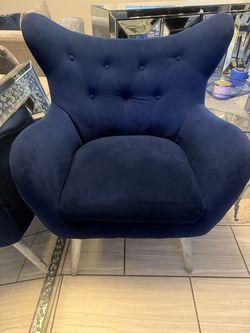 Set of 4 Modern Navy Velvet Accent Chairs