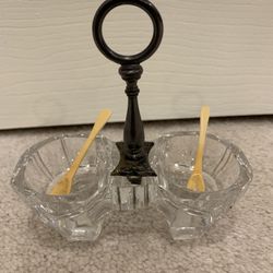 Unique Vintage Crystal Salt And Pepper Holder