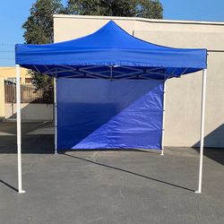 (NEW) $109 Heavy Duty Canopy 10x10 FT with (1) Sidewall, Ez Popup Outdoor Party Tent Patio Shelter, Carry Bag