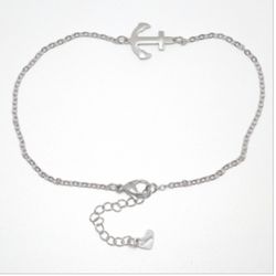 304 Stainless Steel Chains Anklet Silver Tone