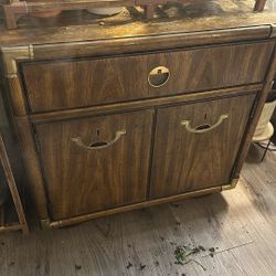 Set of Wooden Cabinet with Brass Hardware
