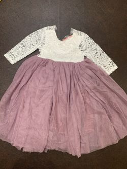 2Bunnies Peony Lace Straight Dress Mauve Sleeve Maxi, 2T