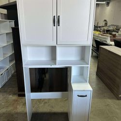 Over The Toilet Storage Cabinet with Pulley, Bathroom Storage Cabinet