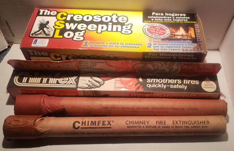 Chimfex chimney fire extinguisher  and Chimney sweeping log