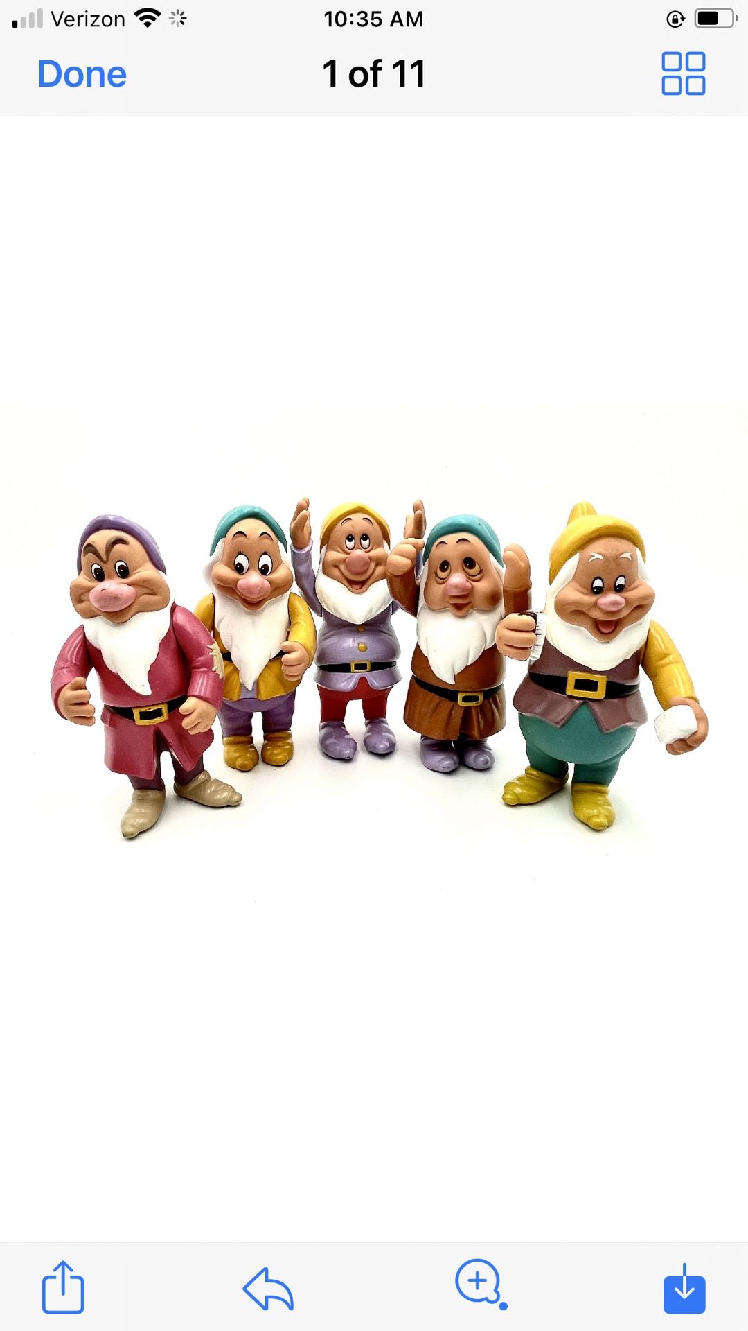 Vintage 1992 Disney Snow White Seven Dwarfs Vinyl Plastic 6” Figures Toys Set 5i