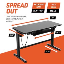 Electric Standing Desk W/ Double Monitor Risers