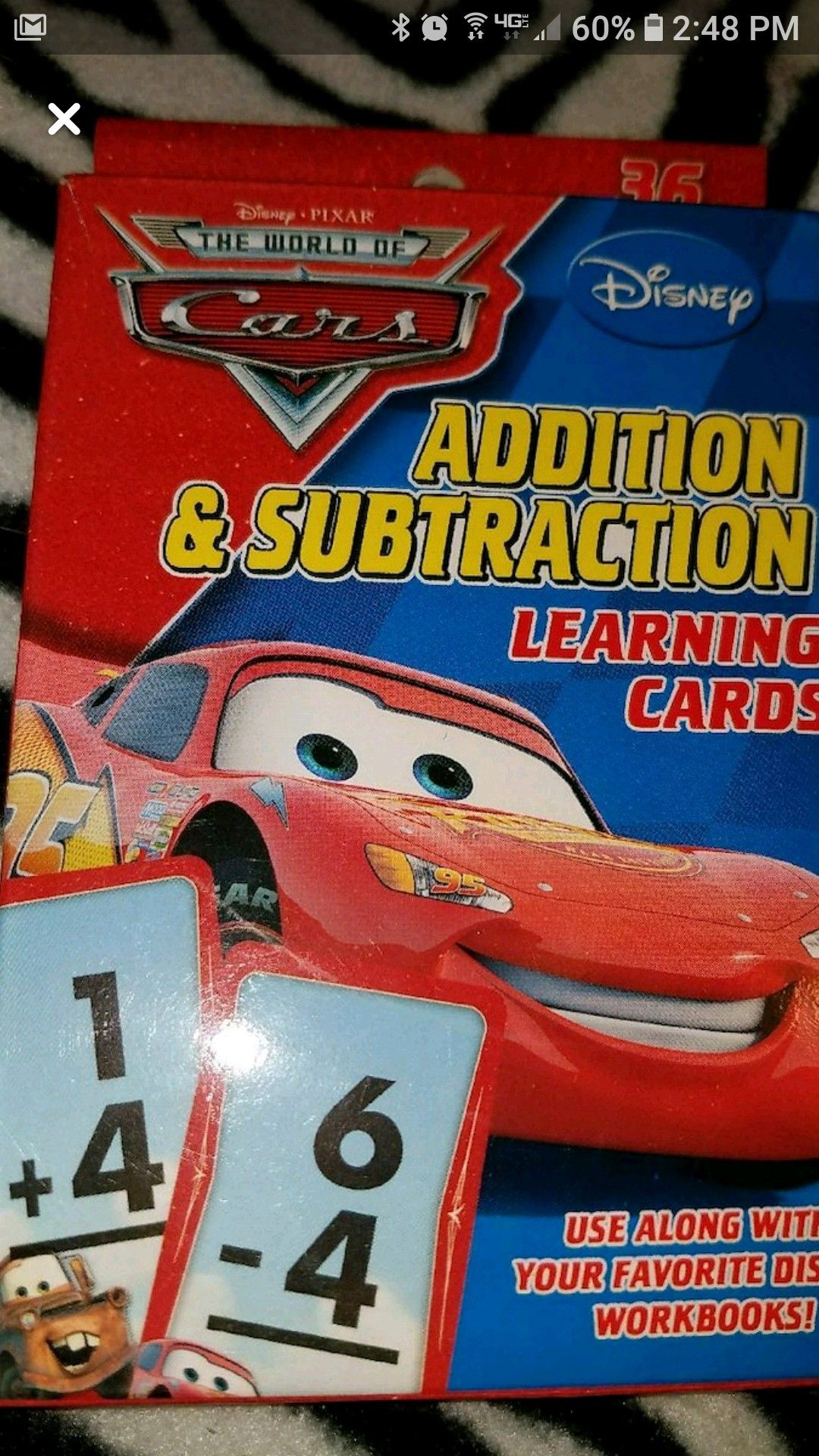 Disney's cars addition, subtraction cards