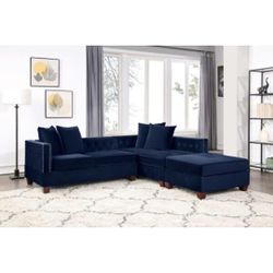 Blue Sectional Sofa With Ottoman 