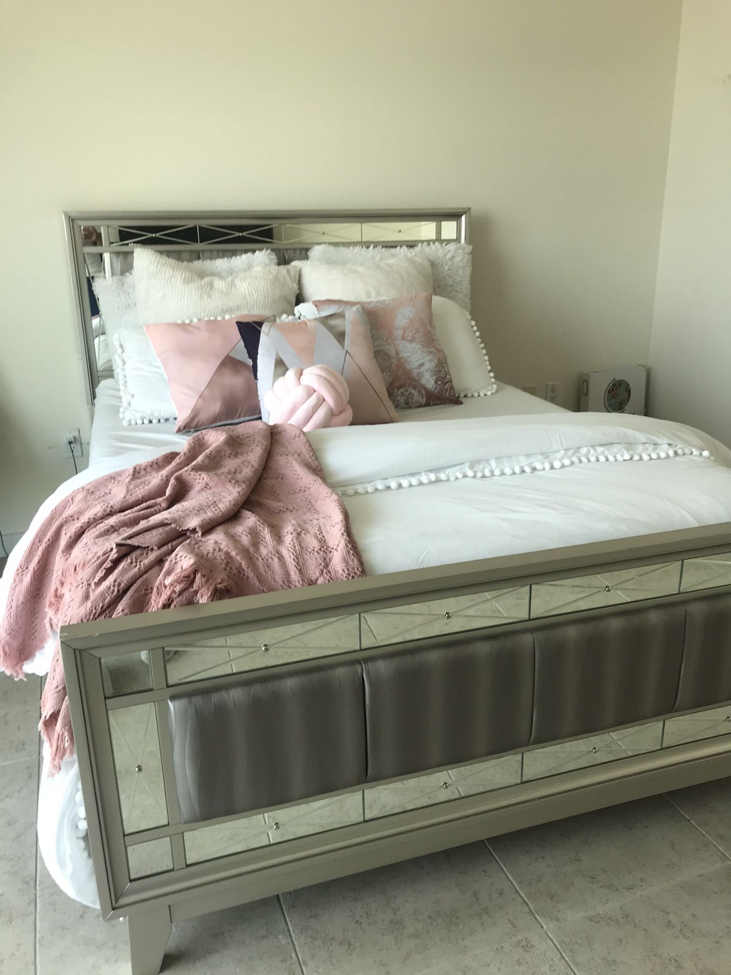 Queen mirrored bed frame