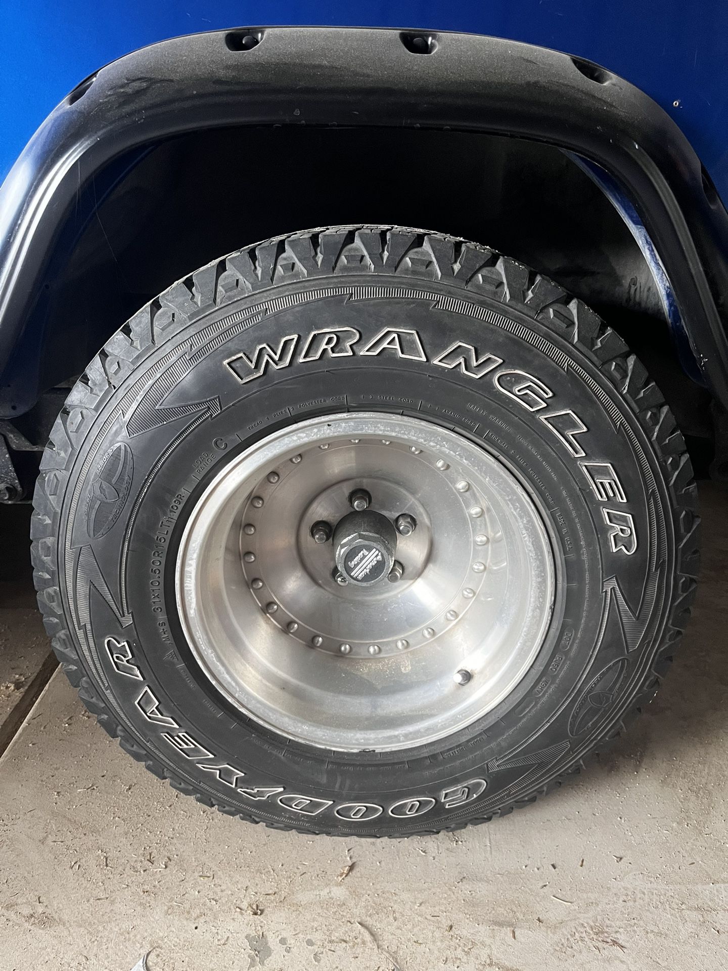 15x10 American Racing Centerline Aluminum Wheels With Goodyear Wrangler Kevlar Tires