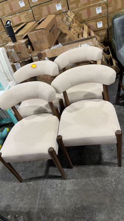 Set of 4 wooden dining chairs with walnut wood legs brown color $ 250