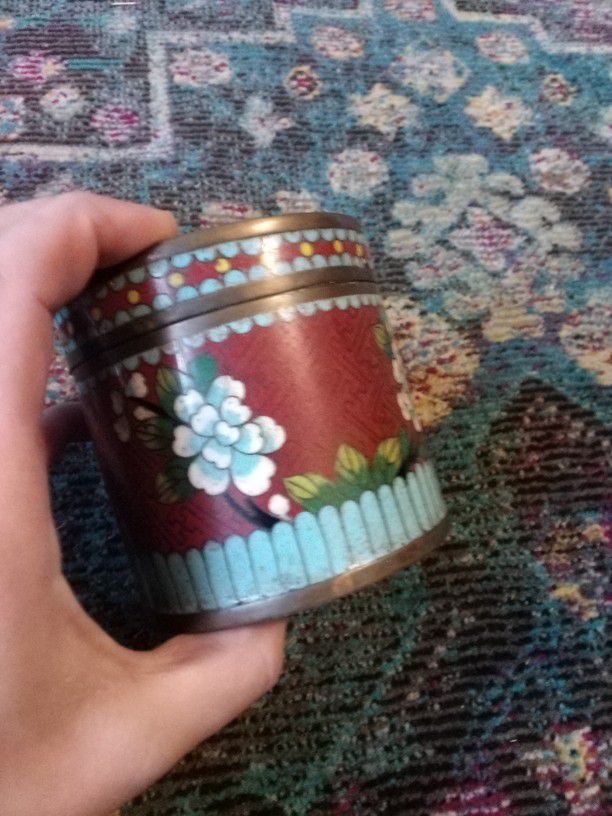 Vintage Antique Chinese Enamel Container 