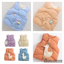 Autumn Winter Girls Boys Warm Vest Fashion Baby Boys Thicken Waistcoat Kids Outerwear Vest Children Cartoon Down Cotton Jackets Vest puffy