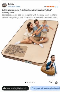 Oaktiv Wandermate QUEEN PLUS Camping Sleeping Pad. BRAND NEW!