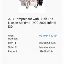 New AC Compressor 1(contact info removed) Nissan Maxima And Infiniti G30 