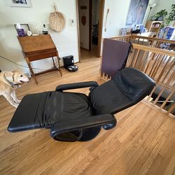Modern Black Leather Norwegian Recliner