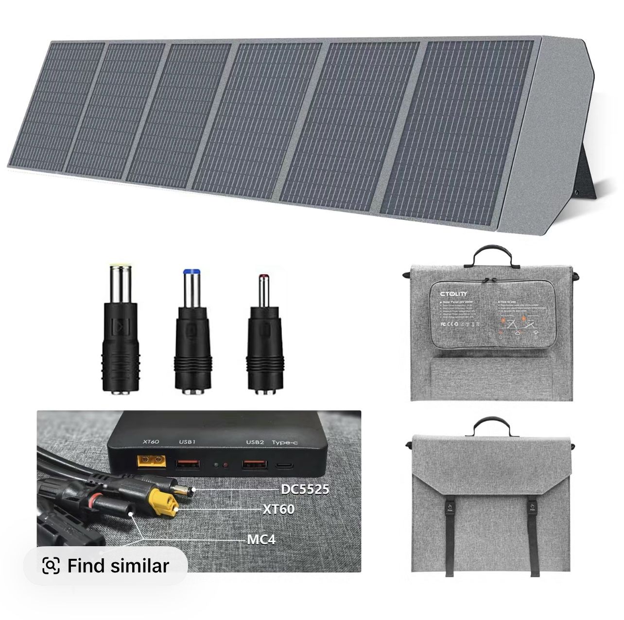 Ctolity 200W Foldable Solar Charger Panel