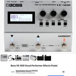 BOSS VE-500 VOCAL PERFORMER EFFECTS PEDAL-LIKE NEW IN BOX -WORKS WITH GUITAR