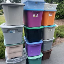 Lot Of 15 Storage Bins Moving Boxes Must Take All