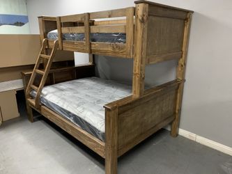 Twin/Full Solid Wood Bunkbed & Comfort Mattress (Heavy Duty) (11 colors available )