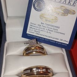10k With Diamonds Trio Wedding Set