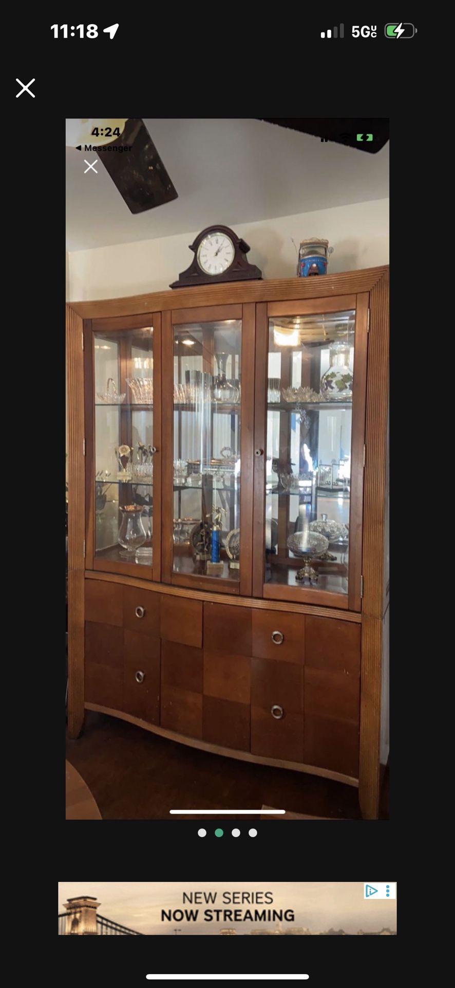 Wooden Dining Table With Six chairs And China Closet