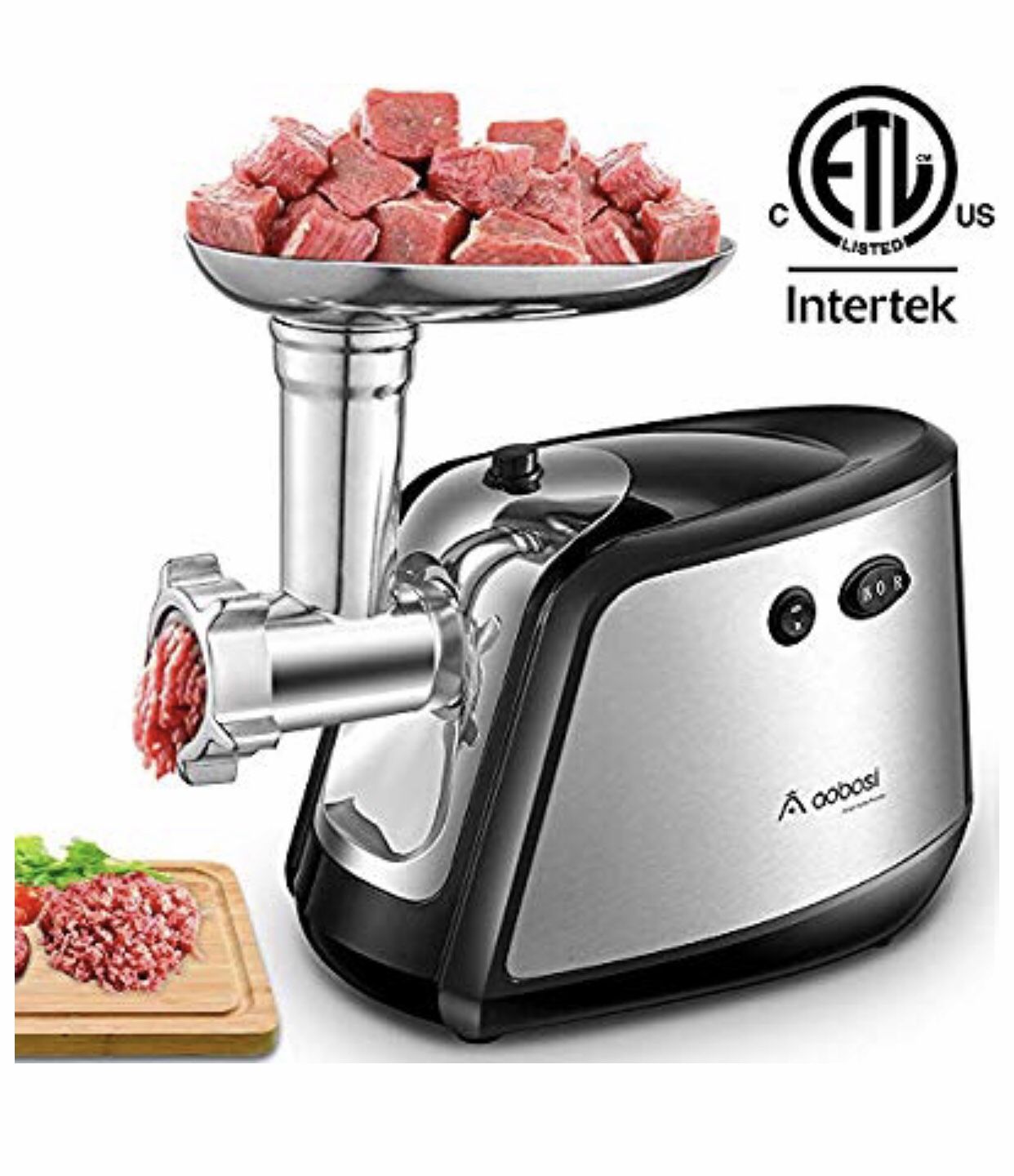 Aobosi Electric Meat Grinder 【1200W MAX】3-IN-1 Stainless Steel Food Grinder with 3 Stainless Steel Grinding Plates,Kubbe & Sausage Attachment｜Heavy D