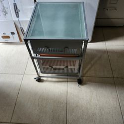 Metal File Cabinet With Glass On Top: Size:18wide, Deep 16, High  22 Color Gray