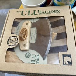 The ULU Factory Ulu Factory Alaska Ulu Birch Walnut Stripe Wood Chopping Bowl-Board Mountain Dipper Design Handle