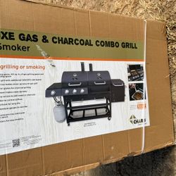 Chard Gas and Charcoal Hybrid Grill with Side Burner and Side Smoker