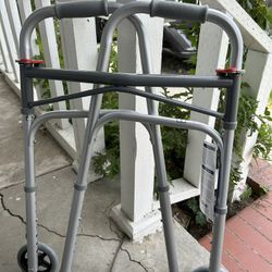 Drive Deluxe Two Button Folding Walker with 5” Wheels