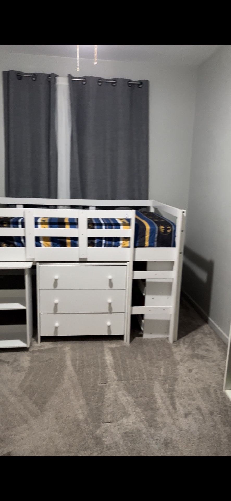 Kids Loft Bed with Desk & Storage 