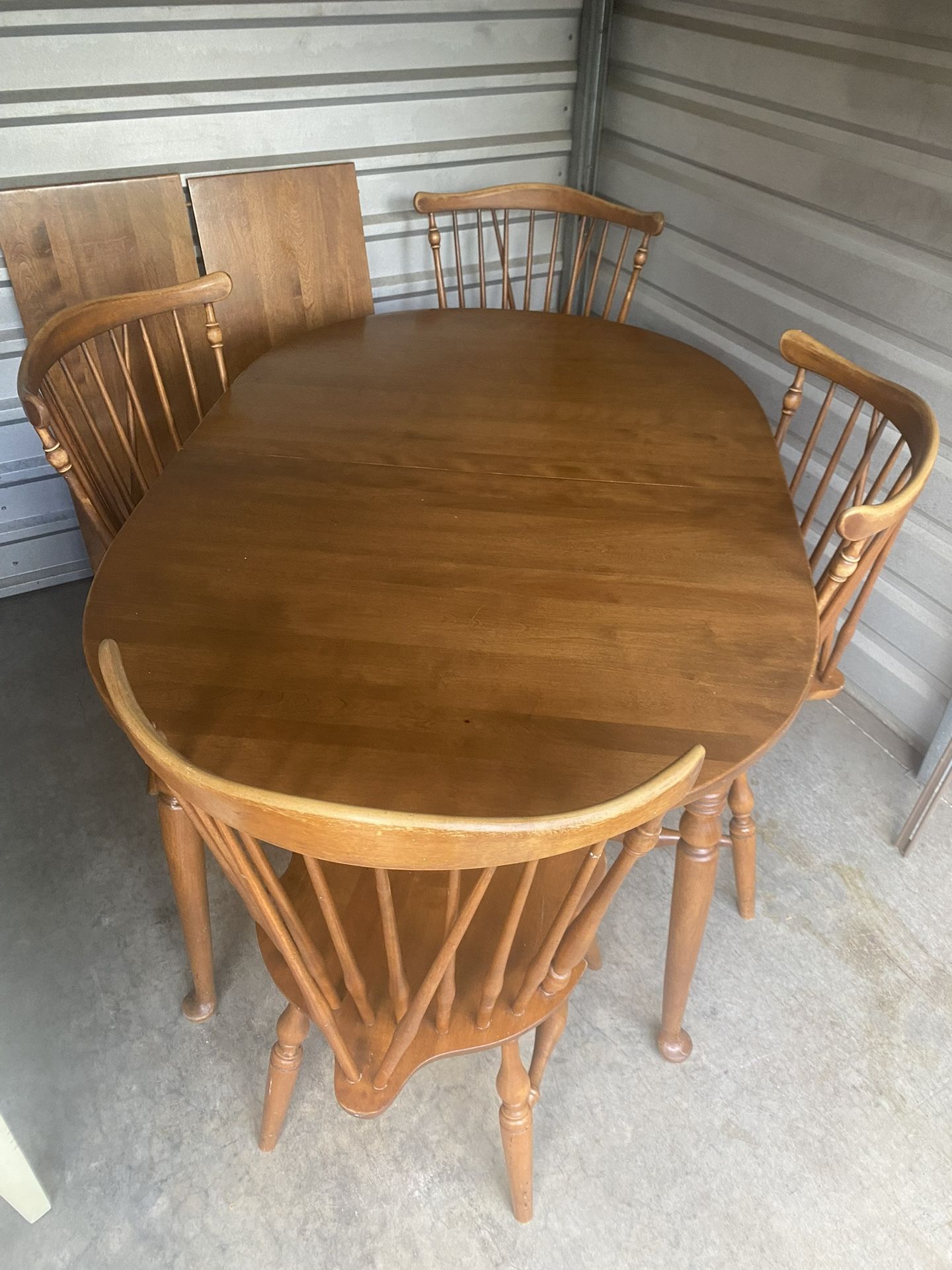 Vintage 1950s Ethan Allen Dining Set 2 Leaf Dining Table W/ 4 Ethan Allen Chairs
