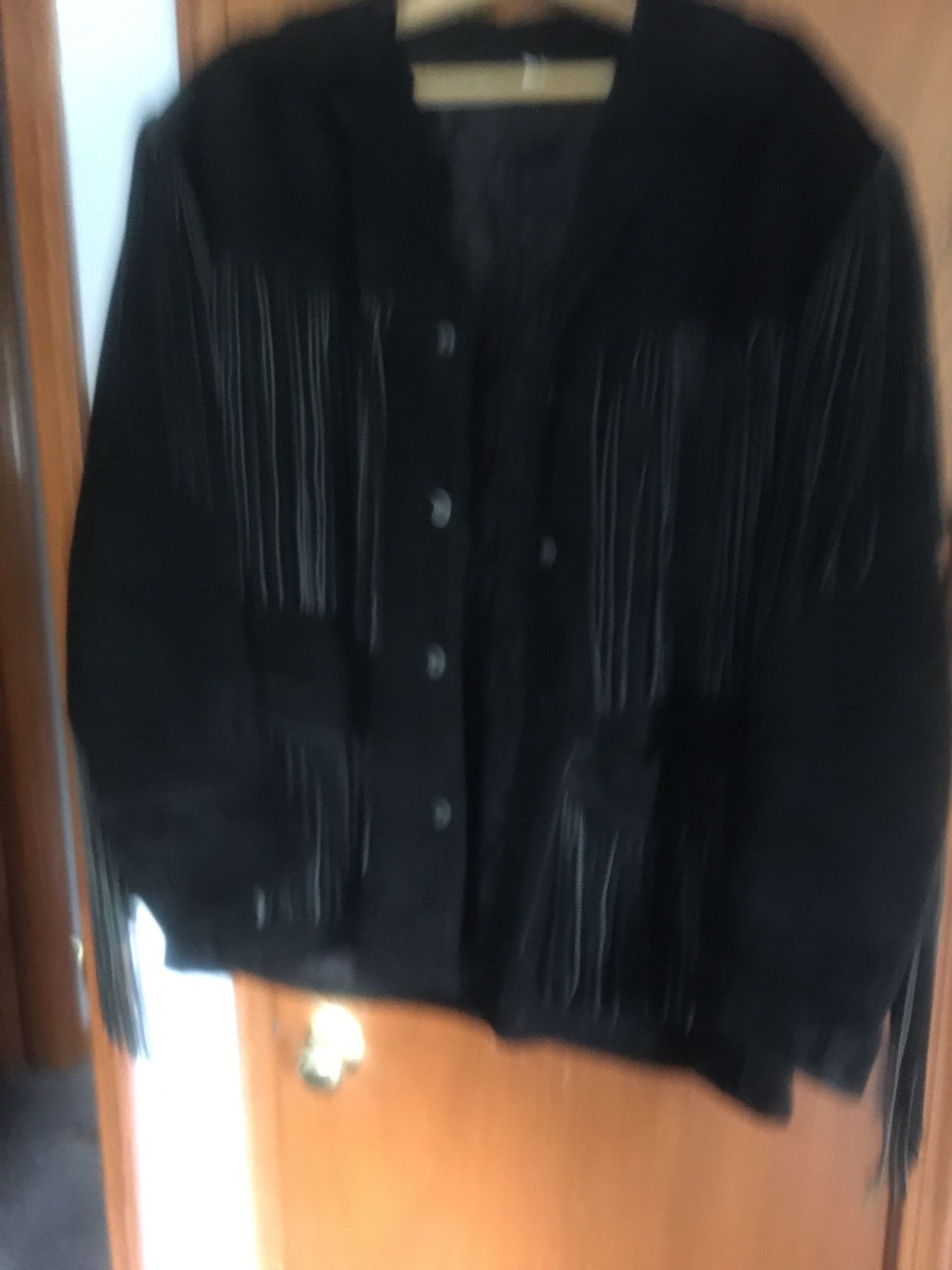 Coat Suede Black Fringe 2 X Size