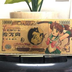 24k Gold Plated Sailor Jupiter Sailor Moon Banknote