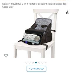 Kolcraft Travel Duo 2-in-1 Portable Booster Seat and Diaper Bag - Space Grey