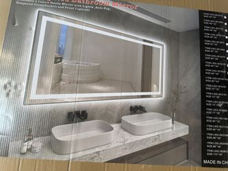 LED 48 in. W x 36 in. H Rectangular Frameless Anti-Fog Wall Bathroom Vanity Mirror in Silver