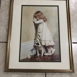 Glass Wood Framed Picture (good size)